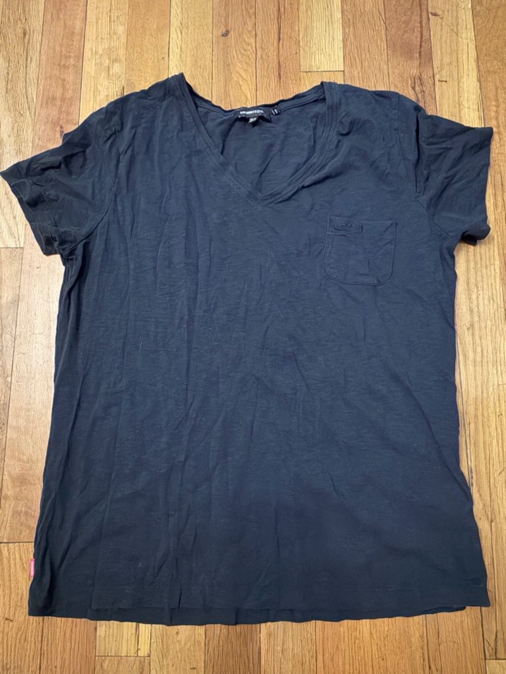 Superdry Women’s Black V-Neck Pocket Tee size 10